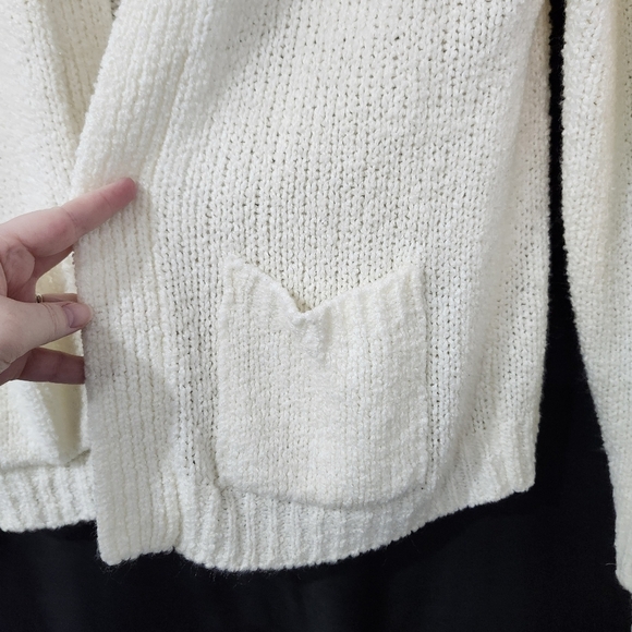 VTG The Import Workshop Women's Cardigan Size L Ivory Open Knit Scandi Chic - Picture 5 of 8